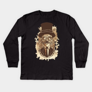 Retro Futurism Steampunk Adventure Gentleman 1 Kids Long Sleeve T-Shirt